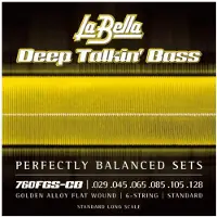 La Bella 760FGS-CB Golden Alloy Flat Wound Standard Long Scale Bass Guitar String 29-128