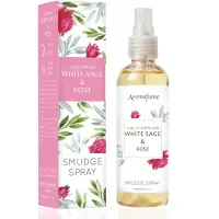 AromaFume White Sage & Rose Smudge Spray fra | 100 ml/3,3 oz | Sage Spray til rensning af negativ energi og beskyttelse | Ikke-giftig | Rumspray