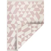 Rugsx Tæppe TWIN 22992 geometrisk, bomuld, dobbeltsidet, Økologiske frynser - pink / creme 120x170 cm