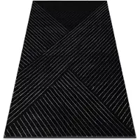 Rugsx Tæppe EMERALD eksklusiv A0084 glamour, stilfuld, linjer, geometrisk sort / sølv 160x220 cm