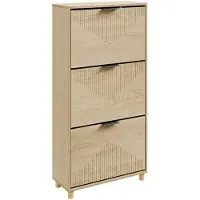 SoBuy Skotøjsskab Lys Eg 3 Døre 60x24x120 cm