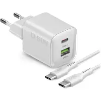 SBS lader 30W 1c + 1a hvid + kabel CC 1,5 meter hvid