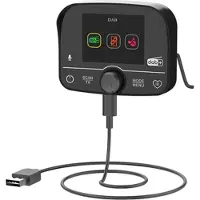 Mtp Products C9 DAB+ digital radiomodtager til biler - Bluetooth 5.0, berøringsskærm, USB-C, FM-sender og AUX-udgang - Sort