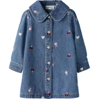 Name it Kjole - NmfEmily - Medium Blue Denim/EMB - - 3 år (98) - Kjole
