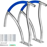 Vevor Poolgelænder, 30" x 30" swimmingpooltrappegelænder, 2 stk. trappegelænder i rustfrit stål med en lasteevne på 160 kg, poolgelænder med hurtigmonteringsbundplade og komplet monteringstilbehør