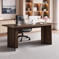 Vevor 63 tommer Executive-skrivebord, stort moderne rektangulært kontorbord, kraftigt træ-direction-bord med kabeltilslutningshul, 113 kg lasteevne, nem montering, til arbejdsstudier og skrivning, val