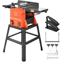 Vevor Kombination af stationær høvl og afretter, 254 mm, 2,4 HK 8000 o/min. Bordplade til træafretter med stativ, lige skærehoved med 2 blade, bord i støbt aluminium, 0-3 mm justerbar dybde, til gør-d
