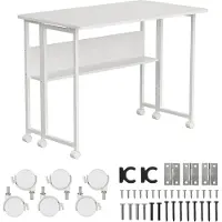 Macleans sammenklappeligt skrivebord/bord, hvidt, på hjul, 100 x 58 cm, maks. 50 kg, MC-126 W