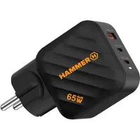 Hammer 65w Usb-a-og Usb-c-vægoplader