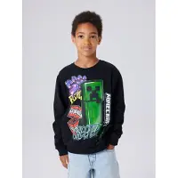Name It Kids Sweatshirt 'NKMMinecraft' mørkegrøn / lilla / rød / sort