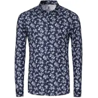 Desoto Skjorte med Print i Denim Blooming Navy Blå Mørkeblå måle