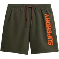 Superdry Superdrytil mænd. M3010236A Badedragt af genbrugsmateriale med grøn sportsgrafik (L), Badetøj, Bæredygtig, Genanvendt polyester