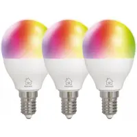 Deltaco Smart Home RGB-pærer E14 G45, 5W, mini globe, 3-pak SH-LE14G45RGB-3P Modsvarer: N/A