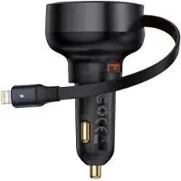 Baseus Enjoyment Pro 55W billader med udtrækkeligt Lightning-kabel - sort
