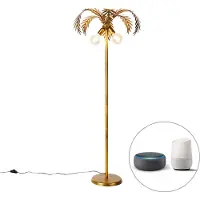 QAZQA Smart gulvlampe guld 156 cm inkl. 2 Wifi G95 - Botanica