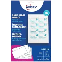 Avery Name Badges Printable inserts - Hvid - 60 x 90 mm - 190 g/m² - 160 kort (20 ark x 8) navneskiltkort
