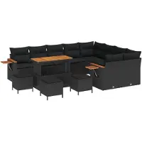 vidaXL Havesofa Sæt med pude 11 pcs Sort og Cream polyrattan