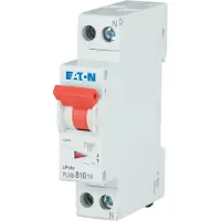 Eaton Automatsikring - MCB 10A B karakteristisk, 1 polet + nul, 6kA kortslutningsbrydeevne, 230v AC, , 18mm bred