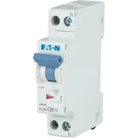 Eaton Automatsikring - MCB 20A C karakteristisk, 1 polet + nul, 6kA kortslutningsbrydeevne, 230v AC, , 18mm bred