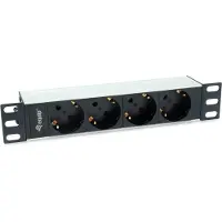 Equip 333311, Basis, 1U, Vandret, Aluminium, Sort, Sølv, 4 AC stikkontakt(er)