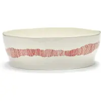 Serax Ottolenghi Feast salatskål Ø27,5 cm White stripes-red