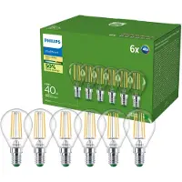 Philips LED pære Ultra Efficient P45 2,3W/827 (40W) Klar 6-pak E14