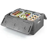 Vevor Sammenklappelig Isoleret Madvarmer, 38 L Ikke-Elektrisk Termisk Beholder, Let og Højstiv EPP Varmeboks, Til Levering, Transport, Catering, BBQ Event, Holder Varm/Kold i 4 Timer (Grå)