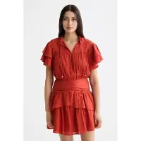 Scotch & Soda Ruffled Gathered Kortærmet Kort Kjole