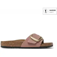 Birkenstock Birkenstocktil kvinder. 1024039 Læder Madrid Big Buckle sandaler (smal pasform) rosa (42), Fast, Nubuck, Ingen, Casual, Pink