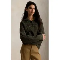 Ralph Lauren Polo Ralph Laurentil kvinder. 211B17758001 Sweater i uld og bomuld med olivengrøn knapstolpe (XL), Casual, Lange ærmer