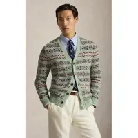 Ralph Lauren Polo Ralph Laurentil mænd. 710B17549001 Grøn Fair Isle-cardigan i hør og bomuld (L), Casual, Linned