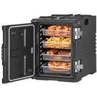 Vevor Isoleret Madbagebeholder, 90 L Ikke-elektrisk Madvarmer, Med Hjul &amp; 304 Rustfrit Stål Lås, LLDPE Stabelbar Varmeboks, Til Forskellige Pandestørrelser (IKKE Inkluderet), Passer Til Catering B