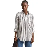 Gant Ganttil kvinder. 4300239 Klassisk stribet popelinskjorte Relaxed Fit hvid (44), Casual, Bomuld, Lange ærmer