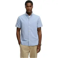 Superdry Superdrytil mænd. M4011101A Preppy blå oxford-skjorte (L), Casual, Bomuld, Korte ærmer