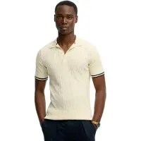 Superdry Superdrytil mænd. M1110441A Texture beige poloshirt (XXL), Casual, Bomuld, Korte ærmer