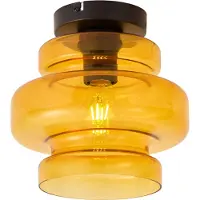 QAZQA Retro loftslampe sort med orange glas - Denise