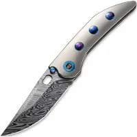 We Knife Attor Damasteel, Polished BB Ti/Timascus