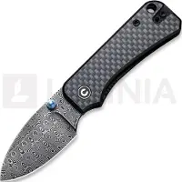 CIVIVI Baby Banter, Black G-10/Twill CF Overlay, Damascus