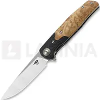 Bestech Ascot - Satin - G10 + CF + Lightburl Wood foldekniv, sort