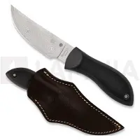 Spyderco Moran Upswept FB01PGYD Gray Damasteel, Black FRN Kraton, Sprint Run fixed knife, Bill Moran design
