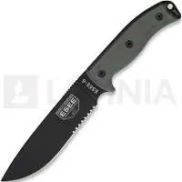 ESEE Model 6, serrated, black/black, black plastic sheath