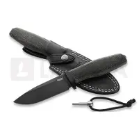 Lionsteel Acha AH B BLB Blackwashed M390, Black Burlap Micarta, Black Titanium Guard, fixed knife