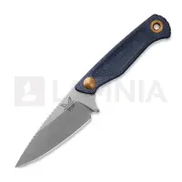 Benchmade Dacian Magnacut Satin kniv, blue denim micarta, leather sheath
