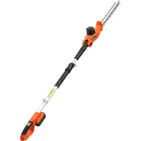Vevor ledningsfri stanghækkeklipper, 20V elektrisk busktrimmersæt med 457,2 mm dobbeltægget stålklinge, 187,5-238,5 cm teleskopdesign til høje grene (2,0 Ah batteri og hurtigoplader inkluderet)