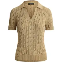 Ralph Lauren Lauren Ralph Laurentil kvinder. 200P14041006 Beige snoet strik bomuldssweater (XL), Casual, Korte ærmer