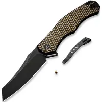 We Knife RekkeR, Diamond Pattern Black/Golden Ti, Black SW