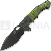 Andre de Villiers Alpha Mini All Black foldekniv, Green Carbon Fibre