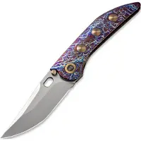 We Knife Attor, Flamed/Gold Ti, Polished BB
