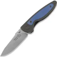 Puppy K&T Bunny foldekniv, TC4 handle with blue titanium inlay, stone washed blade
