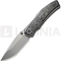 We Knife Swordfin, Aluminum Foil CF, Silver Bead Blasted